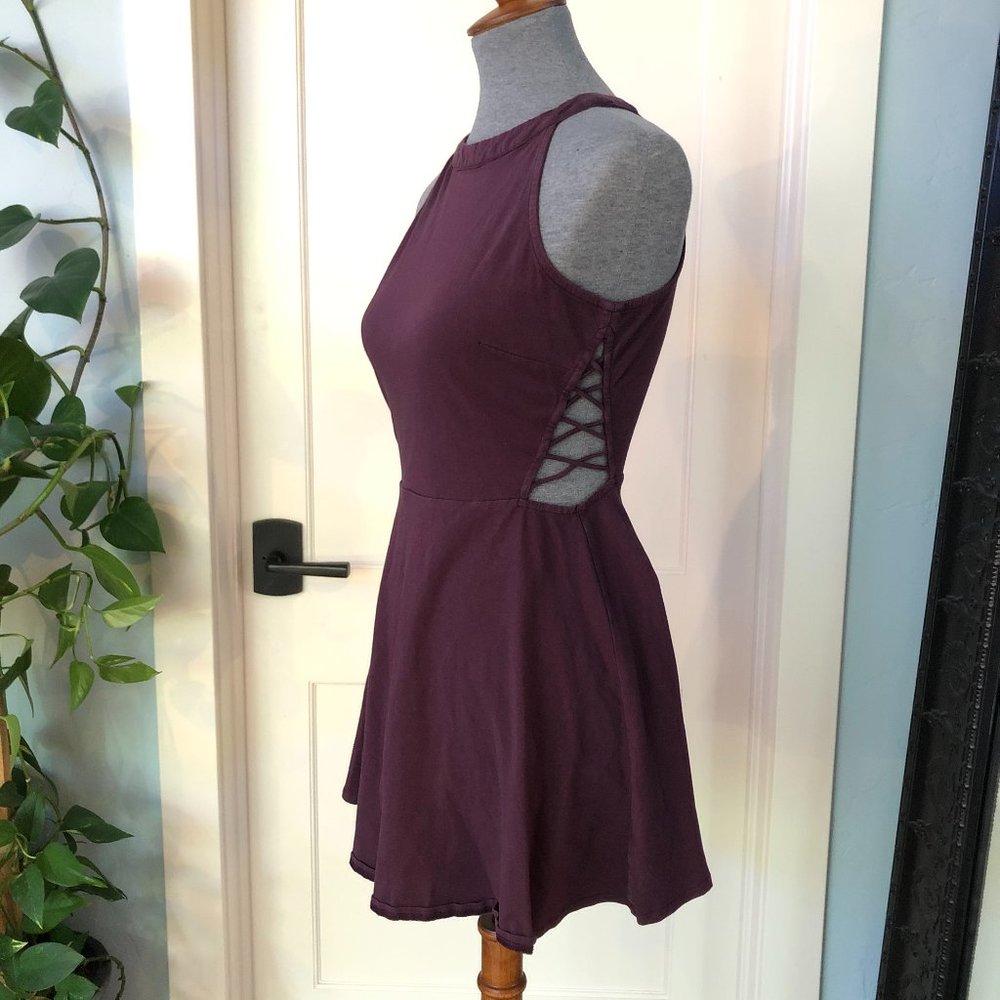 Empyre Maroon Purple Cut-out Skater Dress